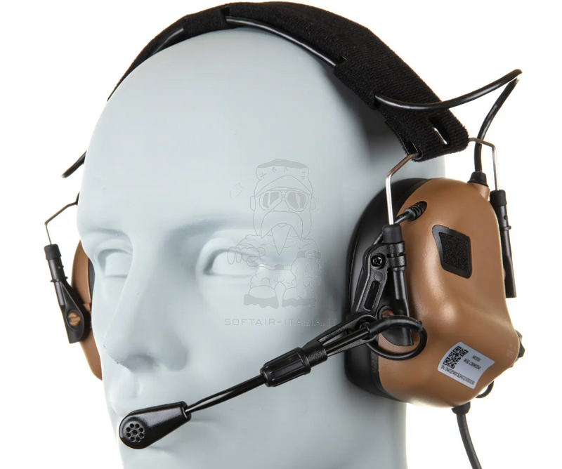 EARMOR M32X MOD4 Tactical Headset Coyote Brown with Headband and M16C Mount for FAST / ARC Rails by EARMOR