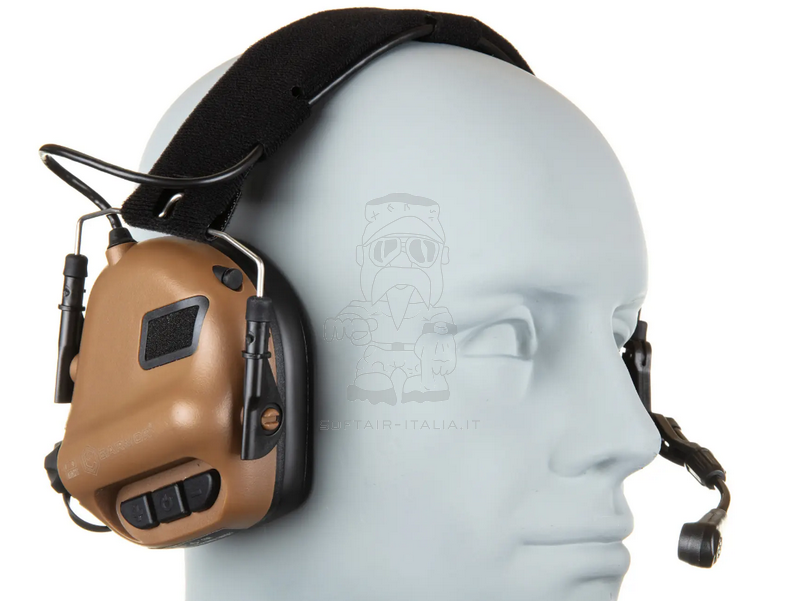 EARMOR M32X MOD4 Tactical Headset Coyote Brown with Headband and M16C Mount for FAST / ARC Rails by EARMOR