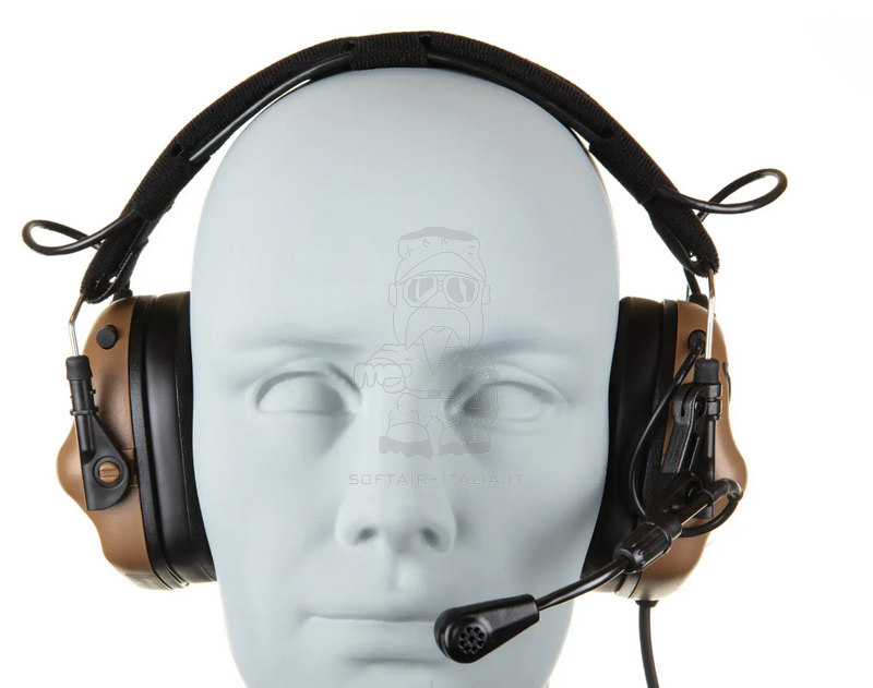 EARMOR M32X MOD4 Tactical Headset Coyote Brown with Headband and M16C Mount for FAST / ARC Rails by EARMOR
