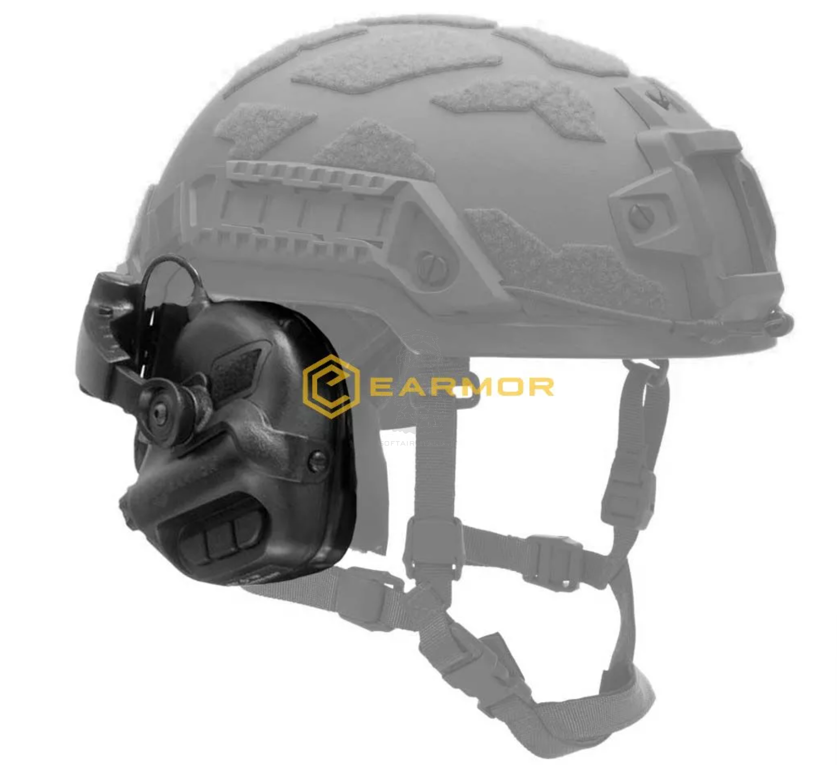 EARMOR M32X MOD4 Tactical Headset Black with Headband and M16C Mount for FAST / ARC Rails by EARMOR
