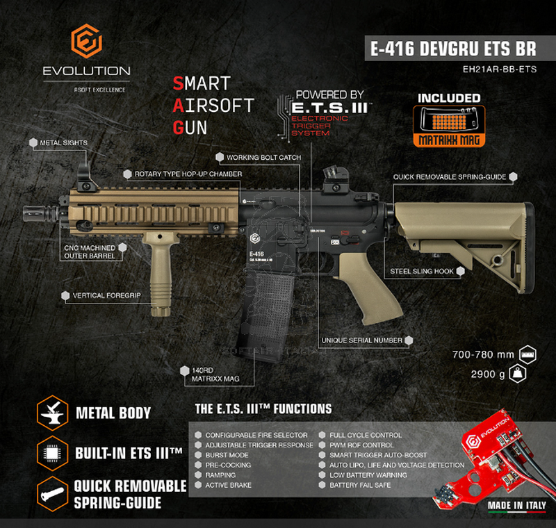 Evolution 416 Type E-416 Bronze ETS 3 - Mosfet Full Metal AEG by Evolution Airsoft
