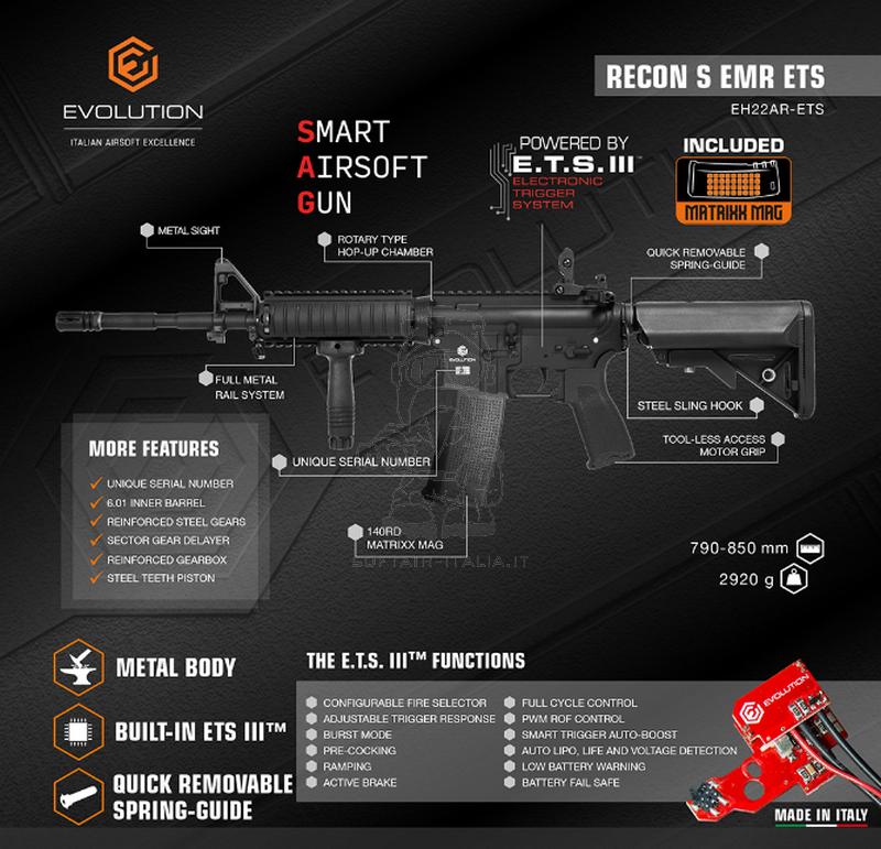 Evolution M4 Carbine Recon SopMod S MR ETS 3 - Mosfet Full Metal AEG by Evolution Airsoft