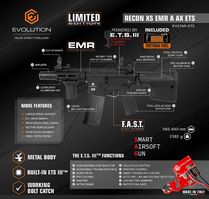 OFFERTE SPECIALI - SPECIAL OFFERS: Evolution M4 Recon S EMR S ETS 3 Mosfet Full Metal AEG by Evolution