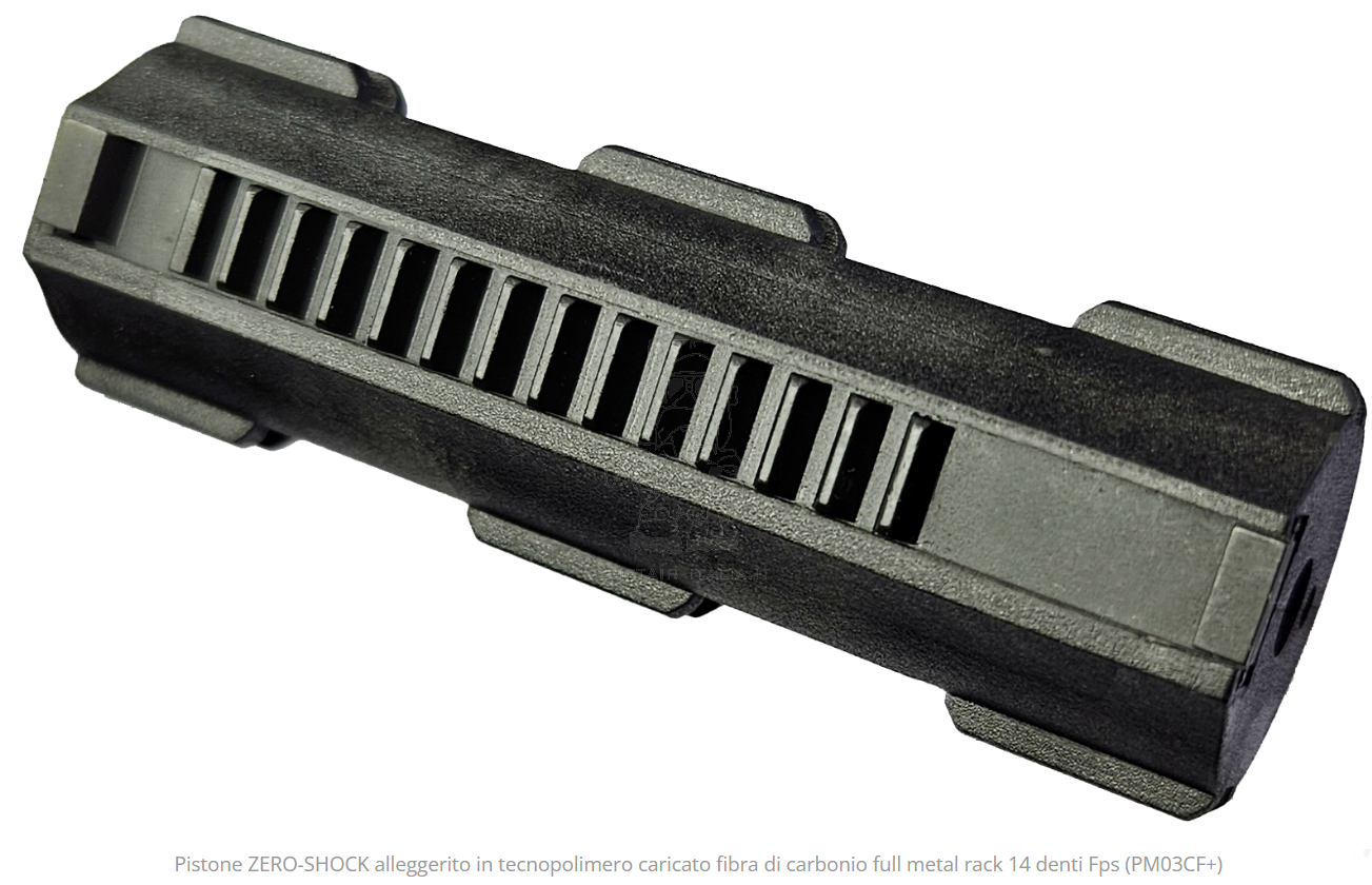 FPS Pistone Zero Shock 14 Denti Full Metal Rack Alleggerito in Tecnopolimero Caricato Fibra di Carbonio High Speed Plus by FPS