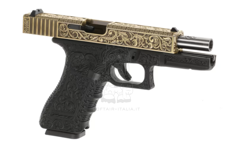 G17 WE17 Etched Metal Slide Classic Floral Pattern GBB Gas Blow Back Airsoft Pistol by WE