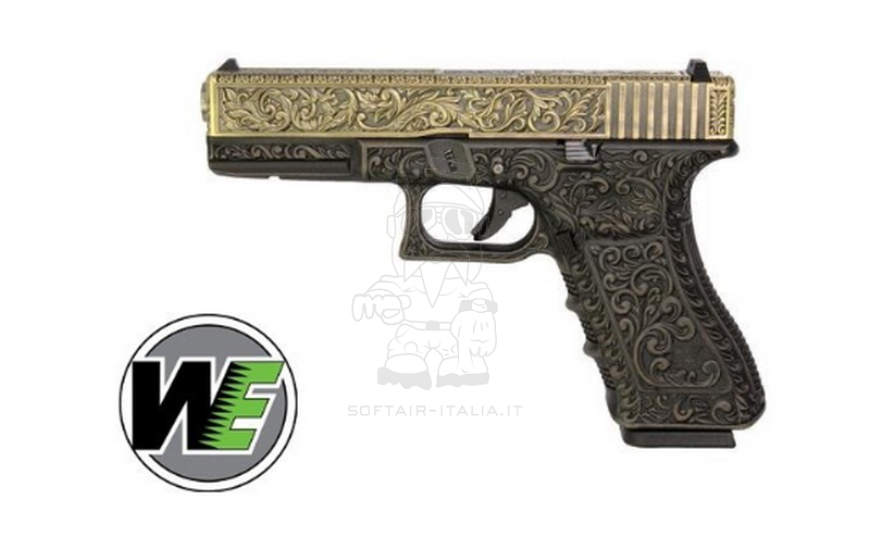 G17 WE17 Etched Metal Slide Classic Floral Pattern GBB Gas Blow Back Airsoft Pistol by WE