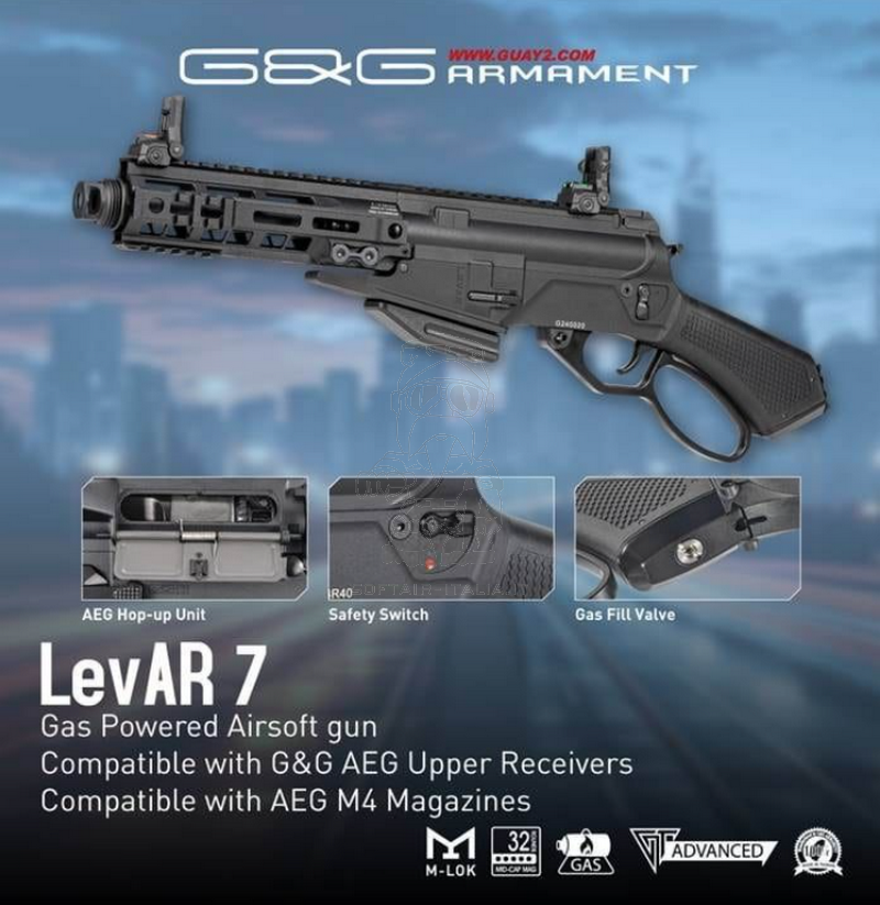 OFFERTE SPECIALI - SPECIAL OFFERS: G&G Winchester Randall Type LevAR 7 M-Lok 7" Lever Action Gas by G&G