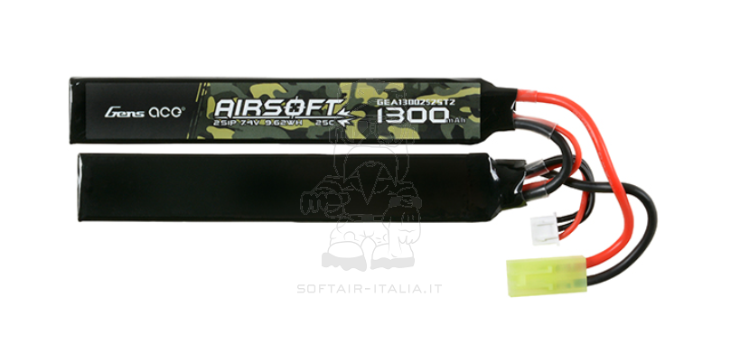 Gens Ace Li-Po Batteriy Batteria 1300mAh 25C 7.4v 2S1P Saddle by Gens Ace