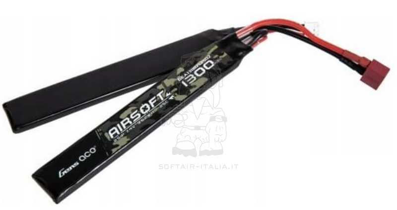 Gens Ace Li-Po Battery Batteria 1300mAh 25C 7.4v 2S1P Saddle T-Deans Plug by Gens Ace