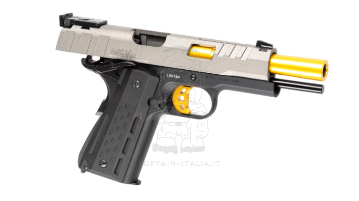 GX45 Mk.V Grey - Gold Version Full Metal GBB Gas BlowBack Airsoft Pistol GAS-GPM-MKV-ABB-ECM by G&G