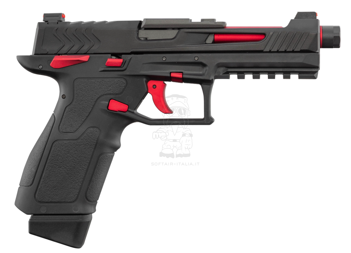 Lancer Tactical LTX Full Auto GBB Competiton Dual Color Red - Black Airsoft Pistol G-Style Compatible by Lancer Tactical