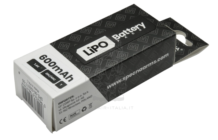 Li-Po Battery Batteria Mini Stick PDW 7.4Vx600mAh 20-40c 75x 15x17mm. by Specna Arms