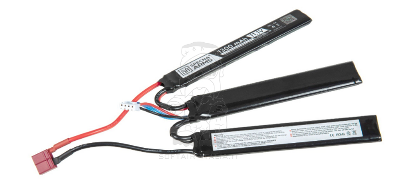 Li-Po Battery Batteria T-Deans Triple Nunchuck-Butterfly 11.1vx1300mAh 15/30c by Specna Arms