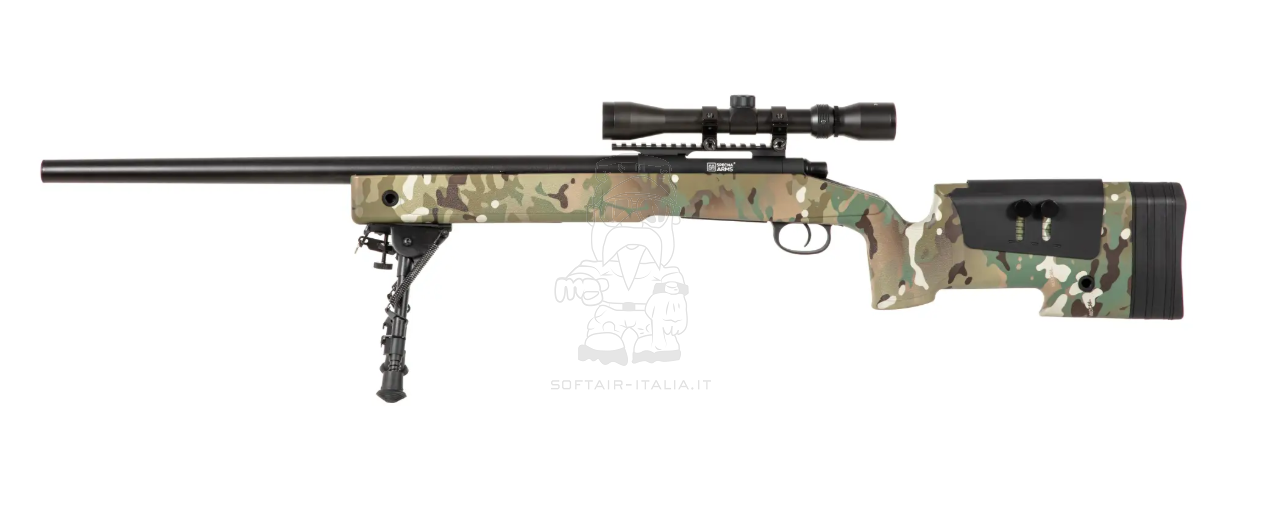 M40A3 MC Multicam VSR-10 Compatible w. 3-9x40 Scope & Harrys type Bipod Sniper Spring Bolt Action Rifle by Specna Arms