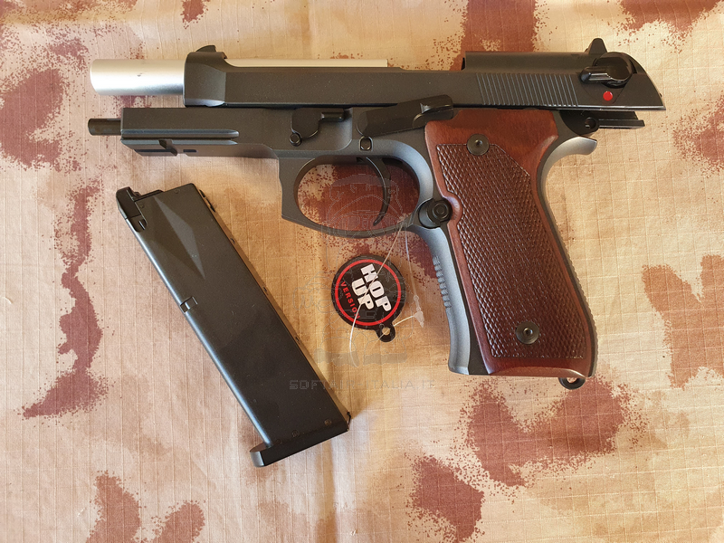 M9A1 Full Metal & Wooden Grips GBB Gas Blow Back Chrome - Silver Barrel by Snow Wolf