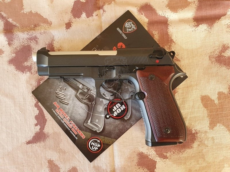 M9A1 Full Metal & Wooden Grips GBB Gas Blow Back Chrome - Silver Barrel by Snow Wolf