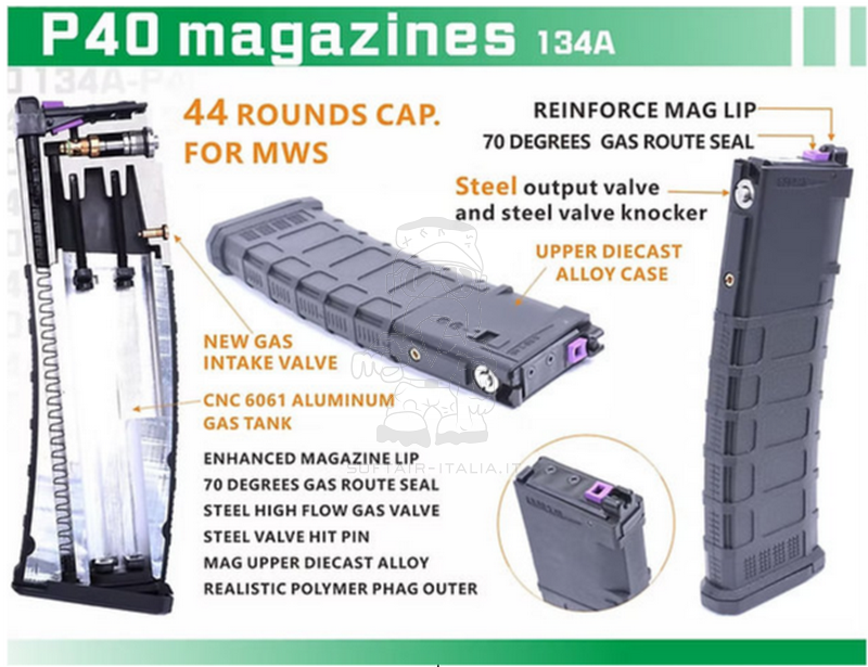 MWS Tokyo Marui & CGS GBB Cyma 44bb M4 - AR15 T8 P40 Gas Magazine by Cyma