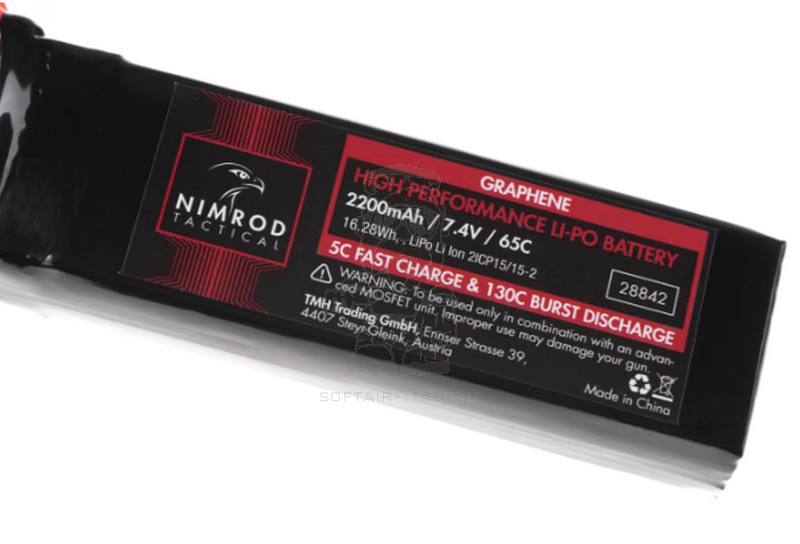 Nimrod Grafene Battery Batteria Li-Po 7.4V 2200mAh 65C 110 x 35 x 20mm. by Nimrod