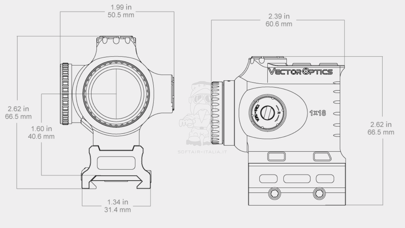 Vector Optics Paragon 1 x18 X Mini Prism Scope by Vector Optics