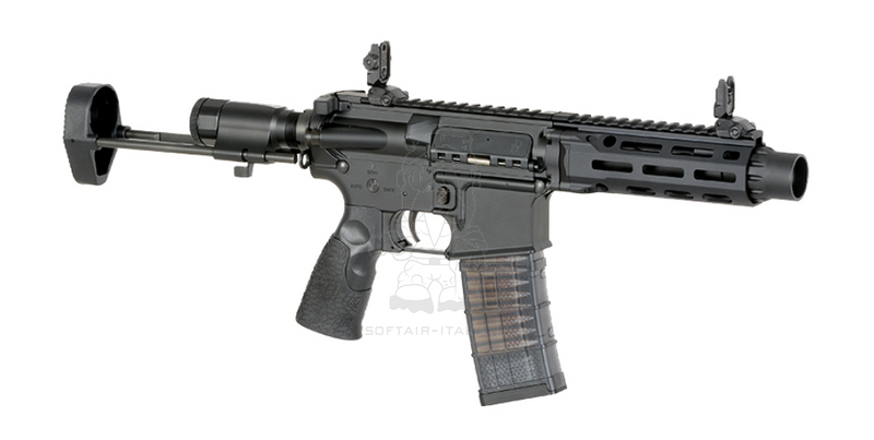 PDW SBR Daniel Defense DDM4 EShooter ETU Kestrel Mosfet Black Version AEG by Cyma Platinum EMG