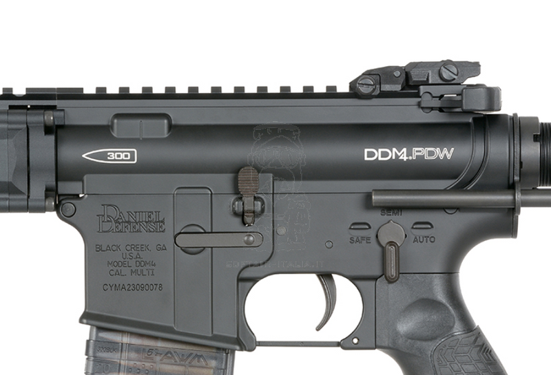 PDW SBR Daniel Defense DDM4 EShooter ETU Kestrel Mosfet Black Version AEG by Cyma Platinum EMG