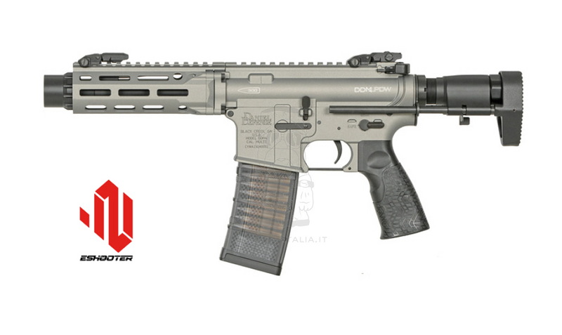 PDW SBR Daniel Defense DDM4 EShooter ETU Kestrel Mosfet Grey Version AEG by Cyma Platinum EMG