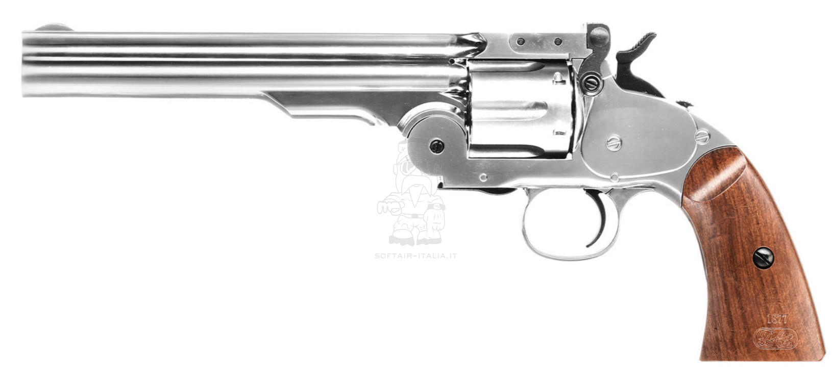 Schofield Co2 1877 Major 3 SF Full Metal Chrome - Silver Version Airsoft Revolver by Gun Heaven