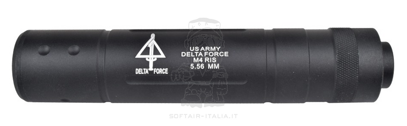 Silenziatore Softair Suppressor Delta Force 155 x 30mm. Filetto 14mm. CCW Antiorario by Cyma