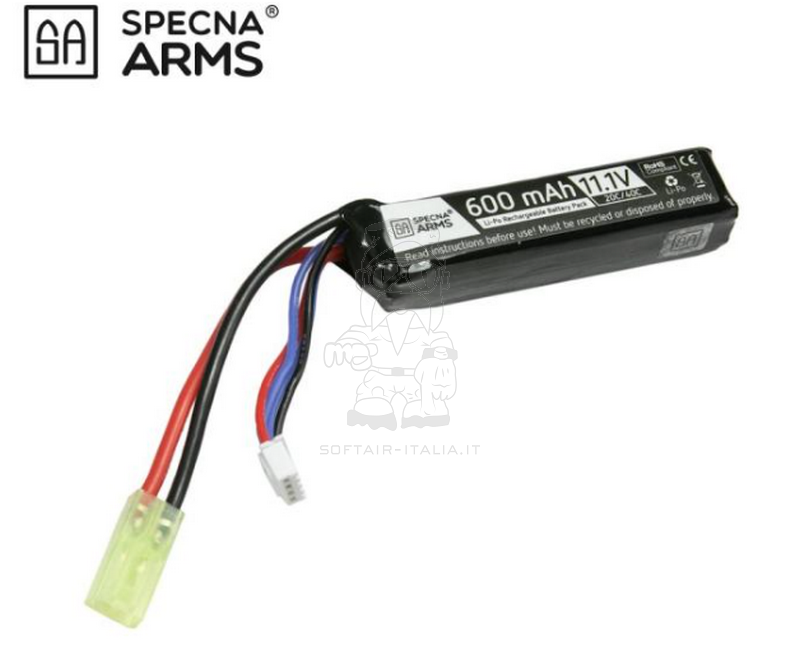 Specna Arms Li-Po Battery Batteria 11.1v 600mAh 20-40C 75 x 12 x 17mm by Specna Arms