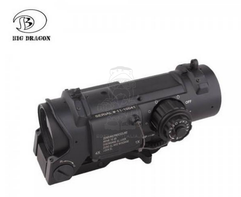 Specter Elcan Type 1x - 4x Red Dot Miltary Red - Green Target by Big Dragon