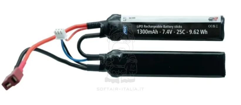 Strike Systems®  Li-Po Battery 7.4v 1300mAh 25C Batteria 130 x 22 x 15 mm. x 2 by Stryke System