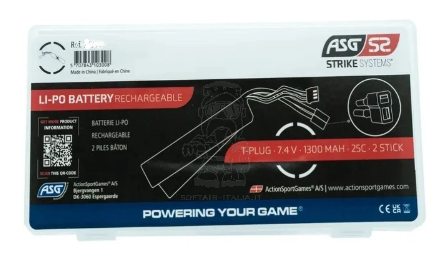Strike Systems®  Li-Po Battery 7.4v 1300mAh 25C Batteria 130 x 22 x 15 mm. x 2 by Stryke System
