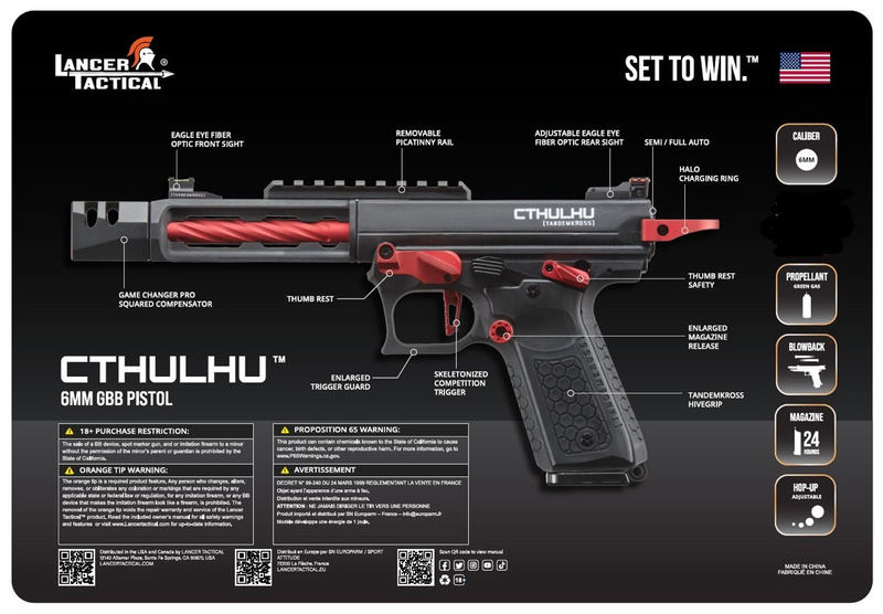 TandemKross CTHULHU Officially Licensed Dual Tone Red - Black GBB Airsoft Pistol by Action Army > Lancer Tactical