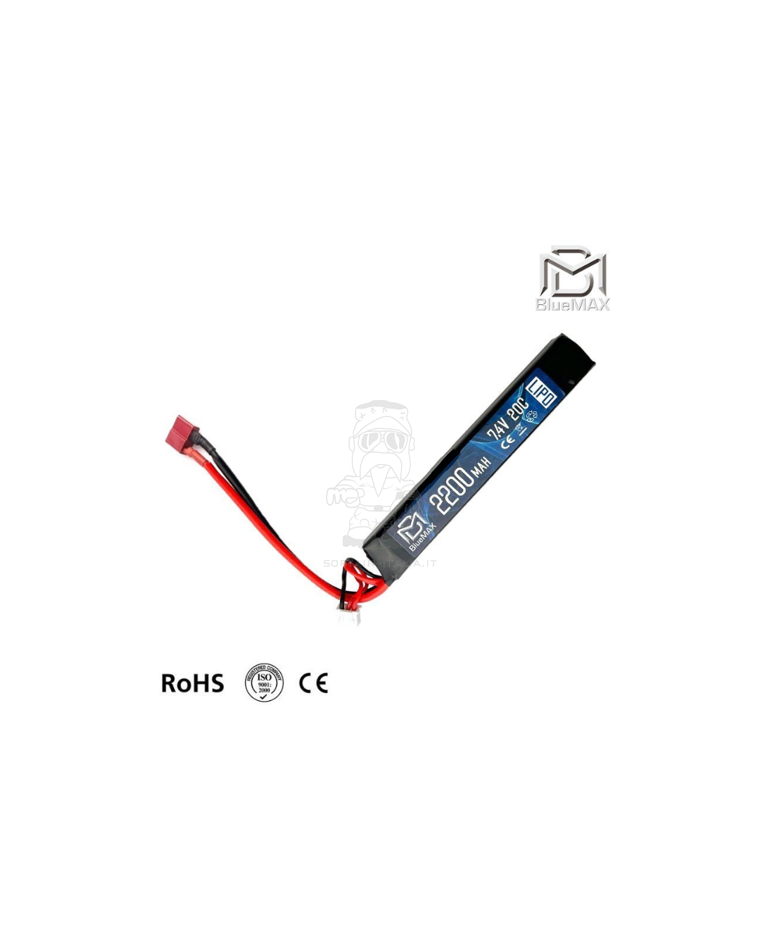 BlueMax Li-Po Battery Batteria 7,4v 2200mAh 20C Stick Deans by BlueMax