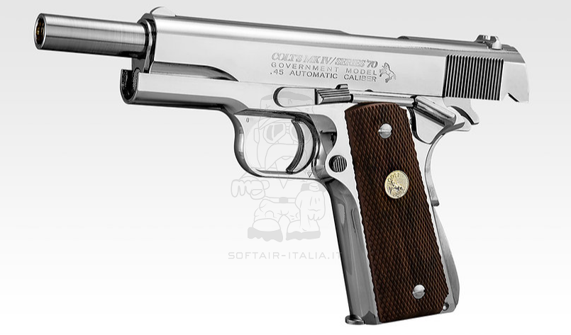 Tokyo Marui Colt Government M1911 Series '70 Nickel Finish GBB Gas Blow Back Airsoft Pistol by Tokyo Marui