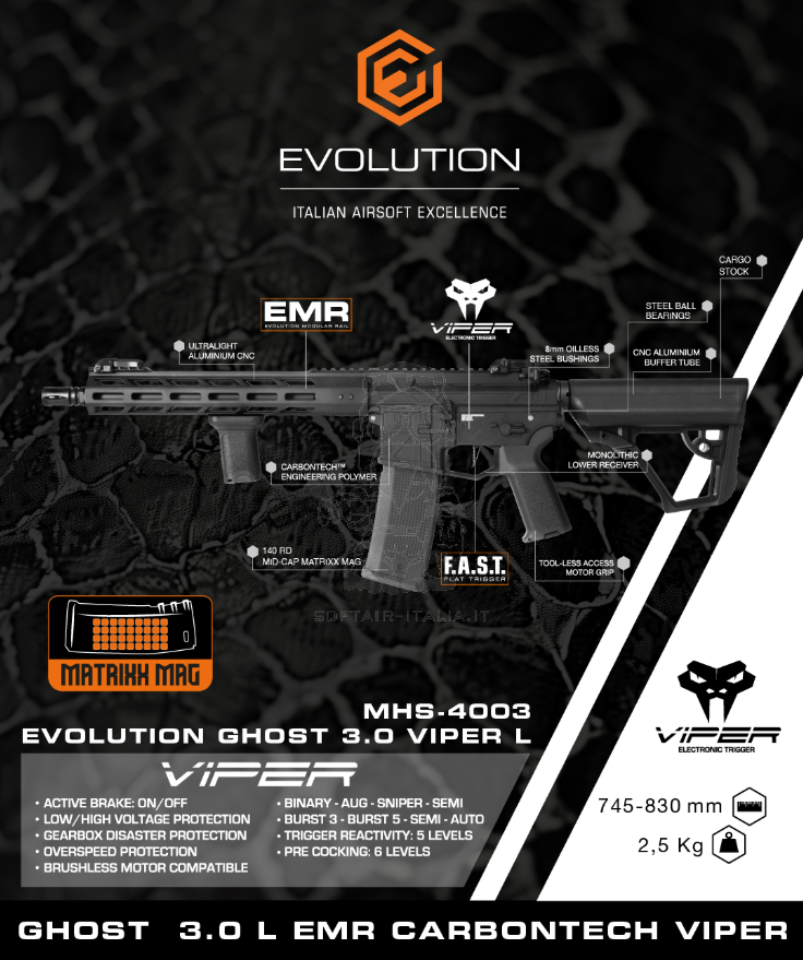 Viper L 3.0 Ghost ETS Electronic Trigger System M4 Recon by Evolution Airsoft