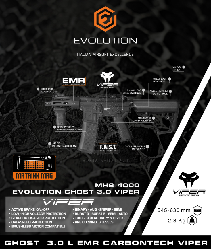 Viper XS 3.0 Ghost ETS Electronic Trigger System M4 Recon by Evolution Airsoft