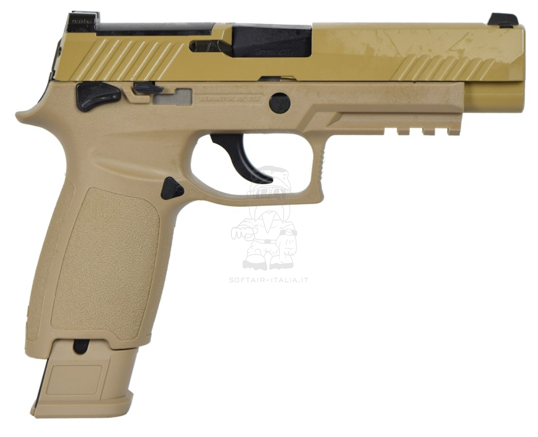 WE P320 Sig Sauer Type Replica No Logo F17 - M17 Metal Slide Tan Dark Earth GBB Gas Blow Back Airsoft Pistol by WE Asia Electric Gun