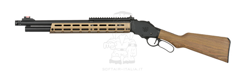 Winchester Terminator 2 Gas Lever Action Function Shotgun  Bronze M-Lok Handguard AT8703T w. Shell Holder Real Wood Stock by Golden Eagle