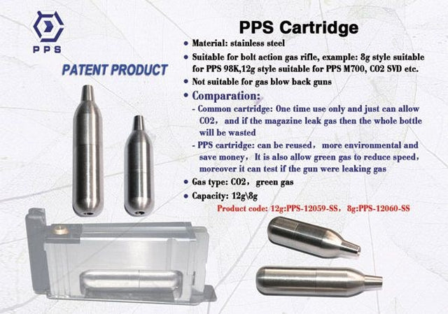 8gr. Co2 - Gas Cartuccia - Shell Ricaricabile by PPS