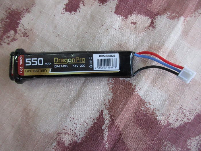 AEP Air Electric Pistol Li-Po Batteria 7.4V 550mAh 20C DP-L7-015 by Dragonpro