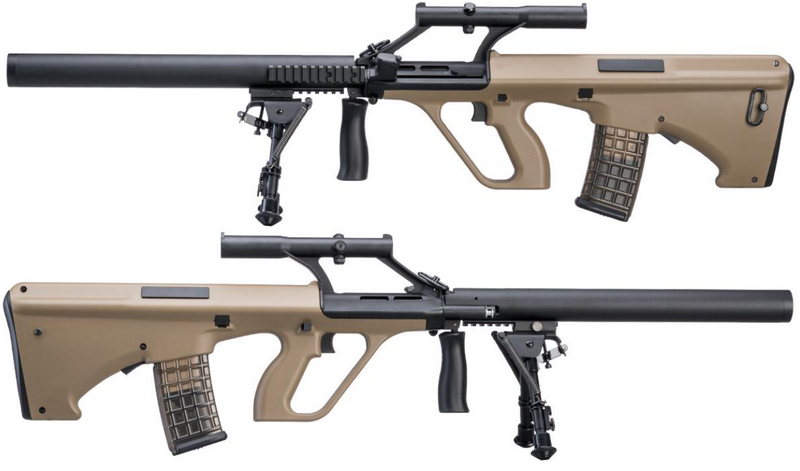 AUG "Phantom" Desrt Tan Bullpup Airsoft AEG Rifle Integrated Scope & Suppressor by Snow Wolf