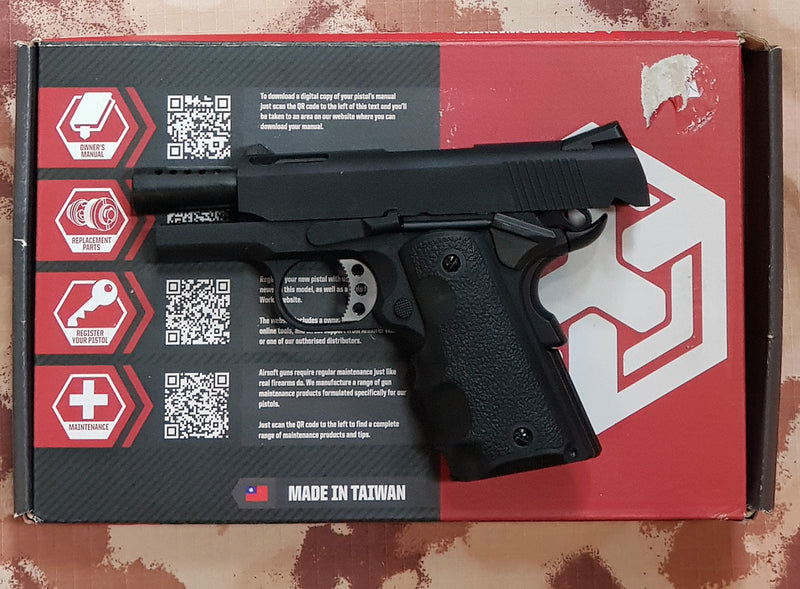 1911 .45 ACP Officer Size NE10 Series Aluminum Slide GBB Black by Armorer Works Customs