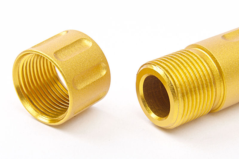Airsoft Surgeon 9INE 14mm CCW Gold Threaded Barrel for Marui G17 GBB & Similars