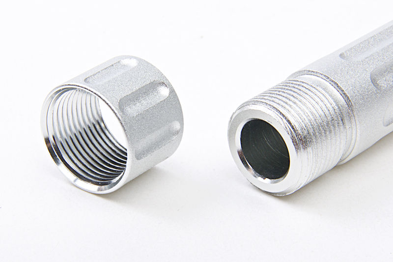 Airsoft Surgeon 9INE 14mm CCW Silver-Chrome Threaded Barrel for Marui G17 GBB & Similars