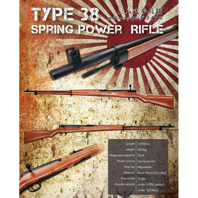 Arisaka Type 38 "Long Version"  Spring Bolt Action Rifle Full Wood& Metal by S&T