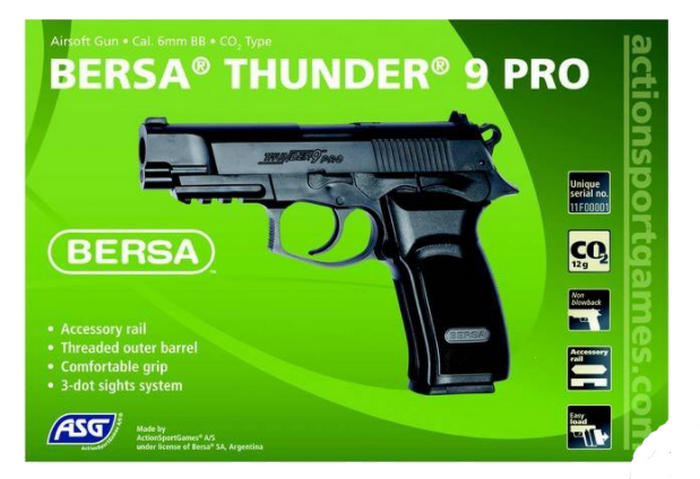Bersa Thunder 9 Pro Full Metal Co2 NBB Scritte e Loghi Originali by Asg