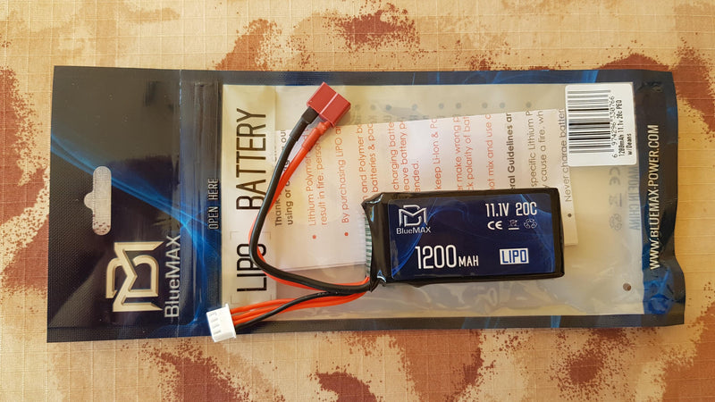 BlueMax Li-Po Battery Batteria 11.1V 1200mAh 20C PEQ Deans by Blue Max