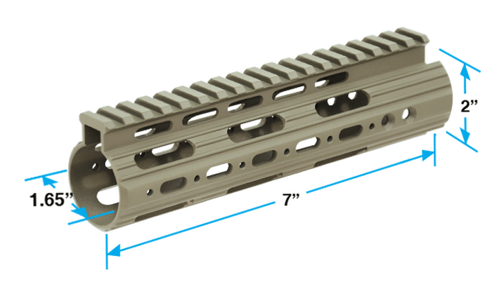 Cerakote M4 AR15 7inch Super Slim Free Float Handguard - FDE