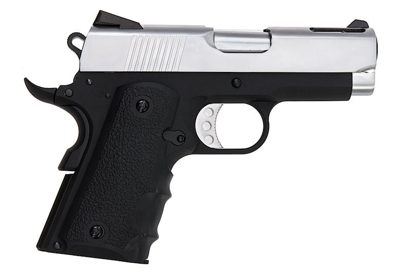 1911 .45 ACP Officer Size NE10 Series Aluminum Slide GBB Black Frame & Silver Slide by Armorer Works Customs